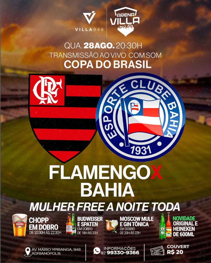 Flamengo x Bahia pela Copa do Brasil no Villa!